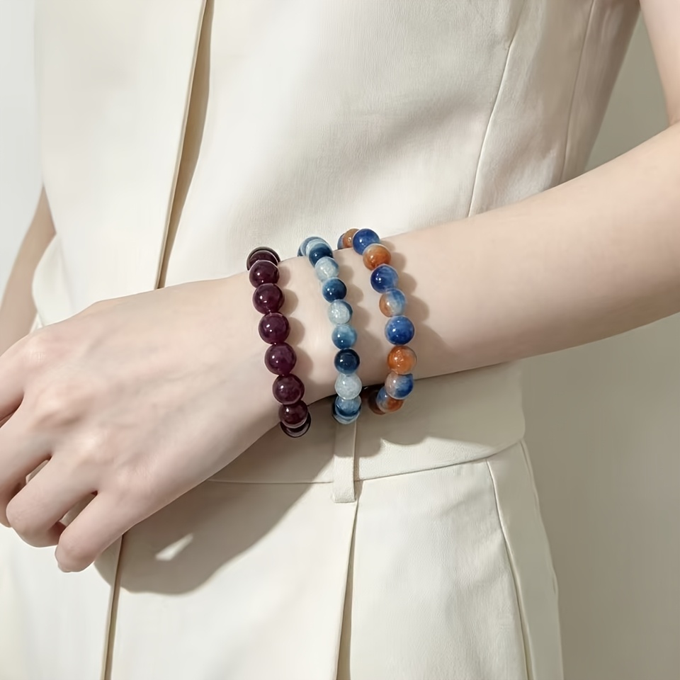 Gradient Crackle Beaded Bracelet Set of 3, Everyday Accessory